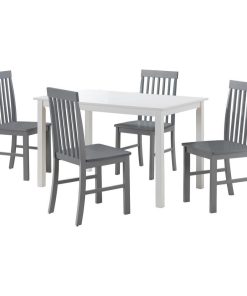 5-Piece Modern Dining Set - White/Grey