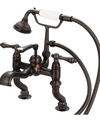 Vintage Classic Deck Mount Tub Faucet With Handshower, Oil Rubbed Bronze Finish