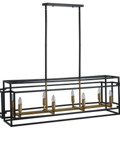 8-Light Industrial Geometric Metal Frame Pendant Lighting Chandelier