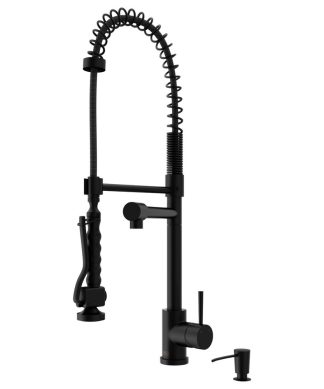 VIGO Zurich Pull-Down Kitchen Faucet With Soap Dispenser, Matte Black