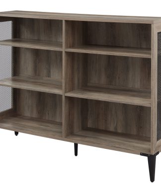 52" Mesh Side Industrial Bookshelf, Gray Wash