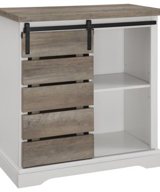 32" Rustic Farmhouse Console, Solid White/Gray Wash