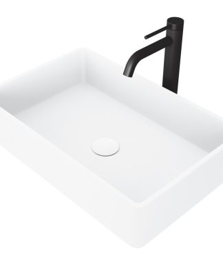 VIGO Sink in Matte White and Faucet in Matte Black