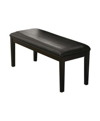 Wooden Bench With Padded Leatherette Seat, Dark Espresso Brown