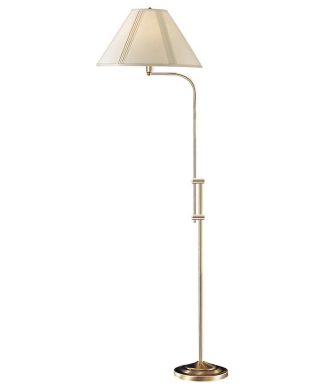 3 Way Metal Floor Lamp with and Adjustable Height Mechanism, Gold