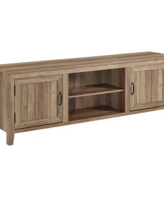 70" Farmhouse TV Stand Console with Side Grooved Doors in Rustic Oak