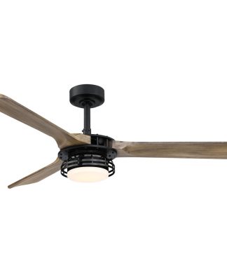 52 in. Indoor Light Walnut Wood Integrated LED Lighted Ceiling Fan with Remote