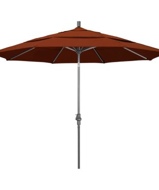 11' Grey Collar Tilt Crank Aluminum Umbrella, Brick Pacifica
