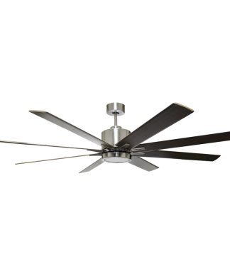 Vivio Lighting 8-Blade 66" Nickel Fan Silver/Walnut Blades 16W LED Lights 3000K