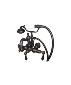 Vintage 3-3/8" Wall Mount Clawfoot Tub Filler With Hand Shower Oil Rubbed Bronze