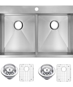 33" X 22" Zero Radius 50/50 Double Bowl Stainless Steel Drop In Kitchen Sink