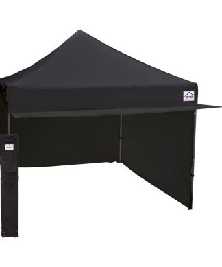 10'X10' Aluminum And Steel Instant Ez Up Canopy, Enclosed With Awning, Black