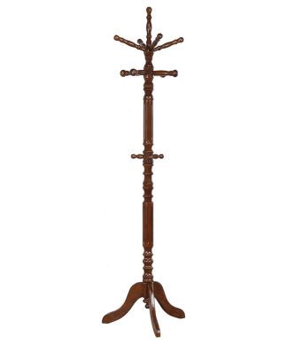 Wood Coat Rack with 11 Hooks, Golden Brown