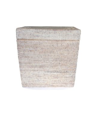White Wash Rattan Rattan Large Rectangular Lidded Storage Basket