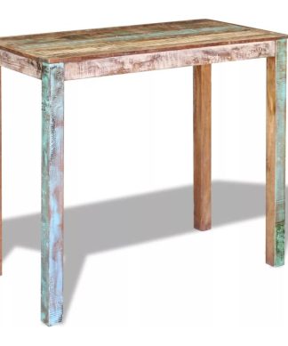 vidaXL Bar Table Solid Reclaimed Wood Dining High Breakfast Kitchen Dinner