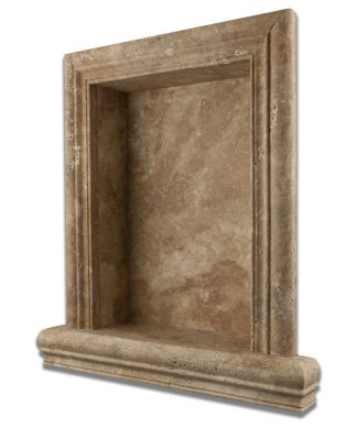 Walnut Travertine Hand-Made Custom Shampoo Niche / Shelf - LARGE - Honed