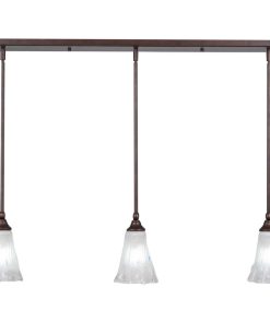 3 Light Mini Pendant In Bronze, 5.5" Frosted Crystal Glass