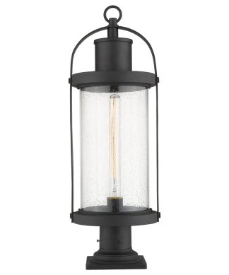 Z-Lite 1 Light Outdoor Pier Mounted Fixture, Black, 569PHB-533PM-BK