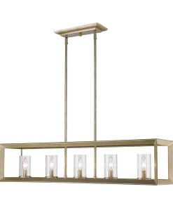 White Gold Smyth 5 Light 1 Tier Chandelier with Clear Glass Shades