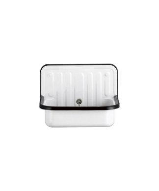 Wall Mounted Service / Utility Sink, White Glazed Steel, Black Trim
