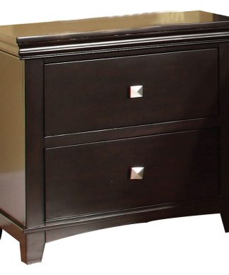 Wooden Nightstand With 2 Drawers, Espresso