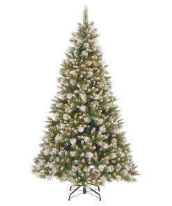 7 1/2' Feel Real Frosted Alaskan Pine Hinged Tree With 550-Light Clear