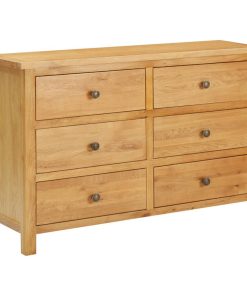 vidaXL Solid Oak Wood Chest of Drawers Drawer Side Storage Cabinet Sideboard