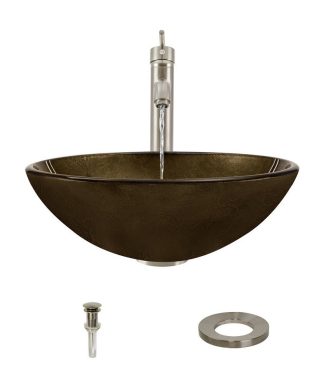 637 Vessel Sink, Brushed Nickel, 718 Vessel Faucet