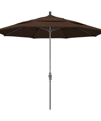 11' Grey Collar Tilt Crank Aluminum Umbrella, Mocha Pacifica