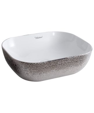 Whitehaus Isabella Plus Bathroom Sink With White And Silver Finish WH71302-F21