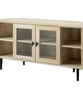 48" Simple Glass Door Corner TV Console