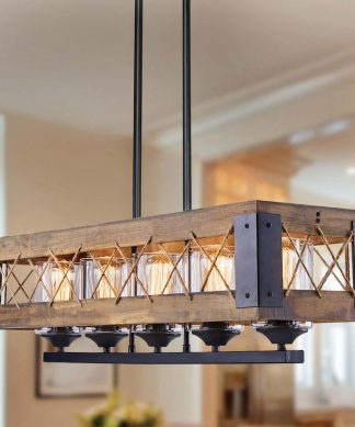 5-Light Farmhouse Chandelier Wood Chandelier