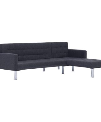vidaXL L-shaped Sofa Bed Adjustable Dark Gray Polyester Couch Lounge Chair