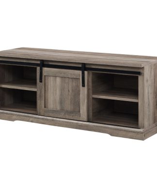 48" Sliding Grooved Door Entry Bench with Storage - Grey Wash