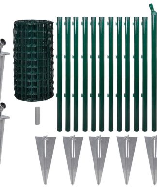 vidaXL Euro Fence Steel 82ft x 2.6ft Green Garden Privacy Border Enclosure