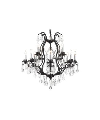 Wrought Iron Crystal Chandelier 12-Light