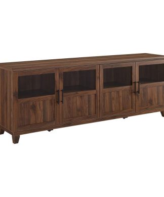 70" TV Console w/Glass & Wood Panel Doors - Dark Walnut