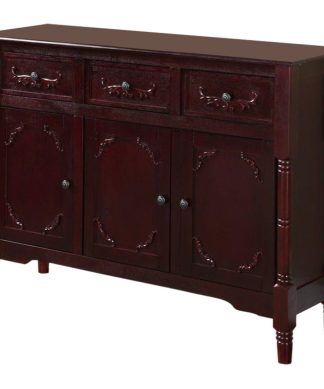 Wood Console Sideboard Table with Drawers and Storage, Cherry
