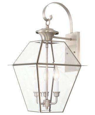Westover Outdoor Wall Lantern, Brushed Nickel