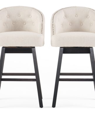 Westman Fabric Upholstered Swivel Seat Bar Stools, Set of 2