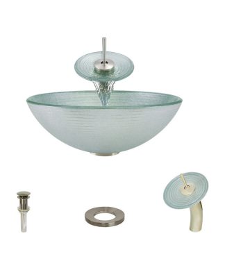 636 Vessel Sink, Brushed Nickel, Waterfall Faucet