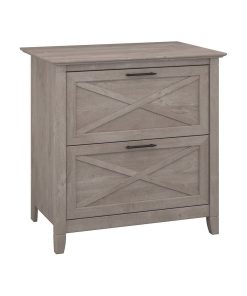 Wooden Filing Cabinet With 2 Drawer, Washed Gray