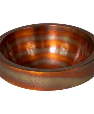 17" Round Single Bowl Semi-Vessel Apron Hammered Copper Bathroom Sink