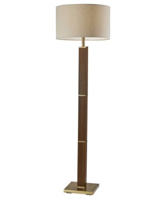 18"x18"x61.5" Antique Brass Wood Floor Lamp