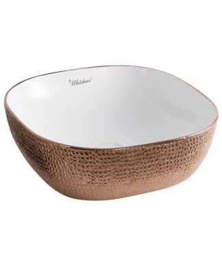 Whitehaus Bathroom Sink With White And Rose Gold Finish WH71301-F23