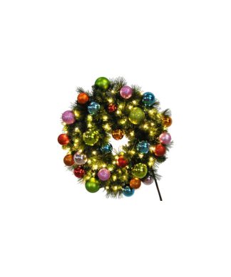 4' Pre-Lit Warm White LED Sequoia Wreath Decorated With The Tropical Ornament
