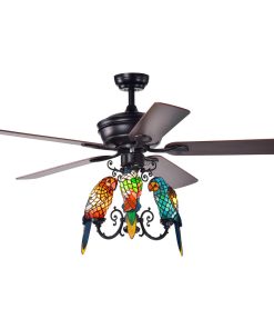 Warehouse Of Tiffany Korubo 3-Light 52-Inch Lighted Ceiling Fan CFL-8393REMO/BL