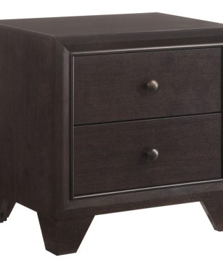 2-Drawer Wooden Nightstand, Espresso Brown