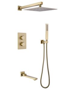 Wall Mounted 3-Function Thermostatic Shower System with Rough-In Valve, Brushed