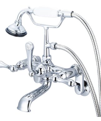 Vintage Classic Wall Mount Tub Faucet With Handshower, Hand Polished, Richly Tri